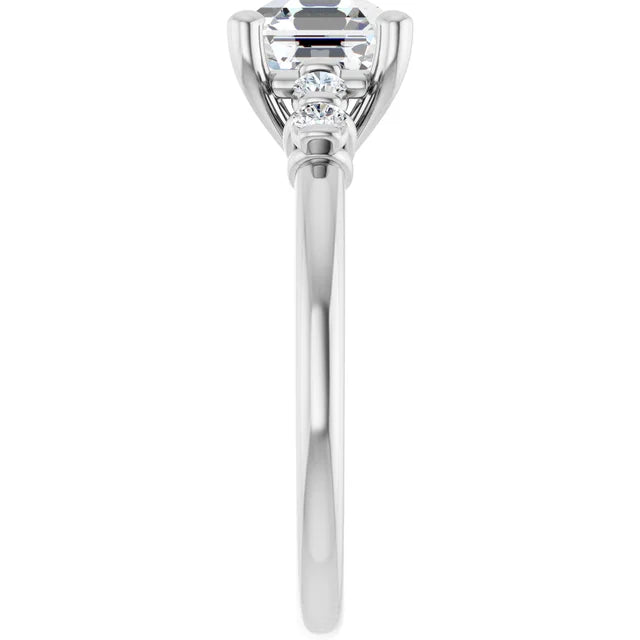 14K White Gold 1.97 CTW Asscher Solitaire Pavé Lab Grown Diamond Engagement Ring