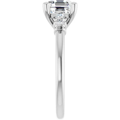 14K White Gold 1.97 CTW Asscher Solitaire Pavé Lab Grown Diamond Engagement Ring