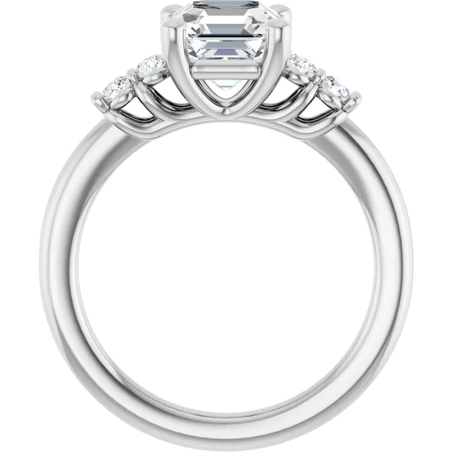 14K White Gold 1.97 CTW Asscher Solitaire Pavé Lab Grown Diamond Engagement Ring
