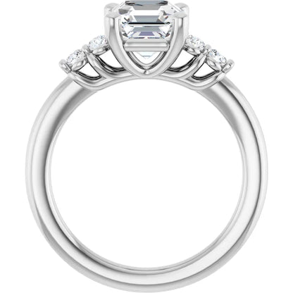 14K White Gold 1.97 CTW Asscher Solitaire Pavé Lab Grown Diamond Engagement Ring