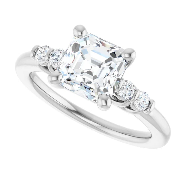 14K White Gold 1.97 CTW Asscher Solitaire Pavé Lab Grown Diamond Engagement Ring