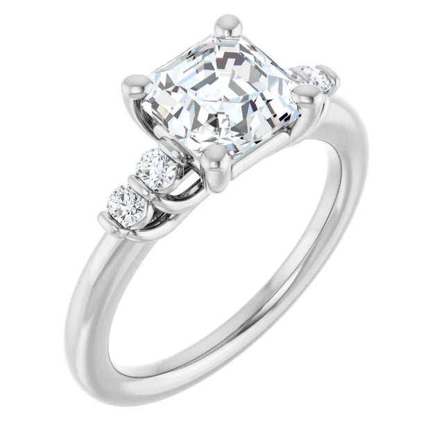 14K White Gold 1.97 CTW Asscher Solitaire Pavé Lab Grown Diamond Engagement Ring