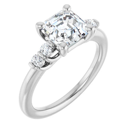 14K White Gold 1.97 CTW Asscher Solitaire Pavé Lab Grown Diamond Engagement Ring
