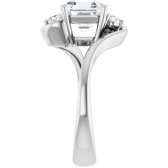 14K White Gold 1.97 CTW Asscher Three Stone Bypass Lab Grown Diamond Engagement Ring-diamondnetjewellery
