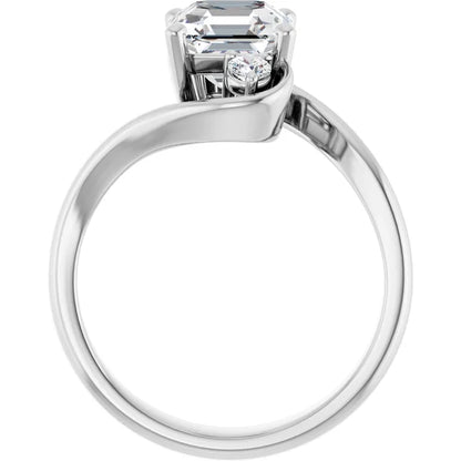 14K White Gold 1.97 CTW Asscher Three Stone Bypass Lab Grown Diamond Engagement Ring-diamondnetjewellery
