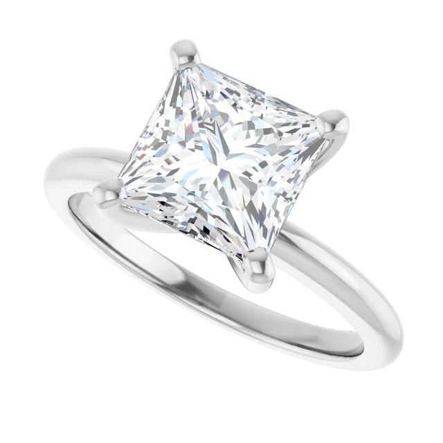 14K White Gold 1.99 CTW Princess Solitaire Lab Grown Diamond Engagement Ring-diamondnetjewellery