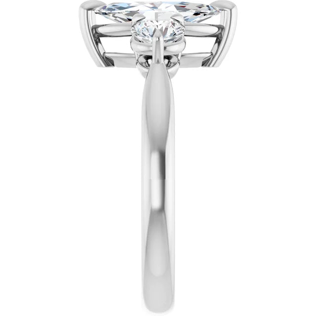 14K White Gold 1.53 CTW Marquise Three-Stone Diamond Engagement Ring