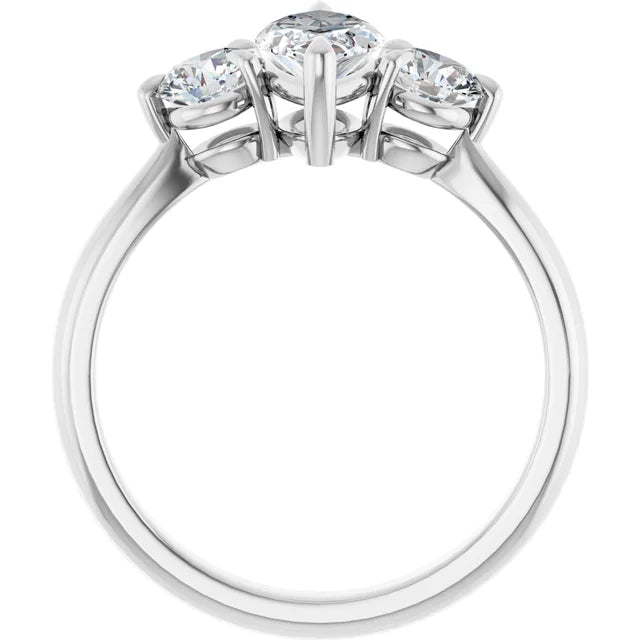 14K White Gold 1.53 CTW Marquise Three-Stone Diamond Engagement Ring