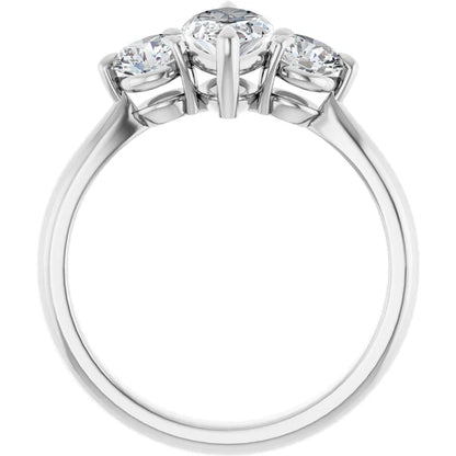 14K White Gold 1.53 CTW Marquise Three-Stone Diamond Engagement Ring