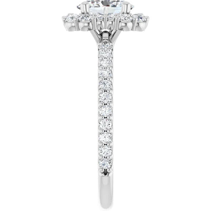 14K White Gold 1.49 CTW Oval Halo Pavé Diamond Engagement Ring-diamondnetjewellery