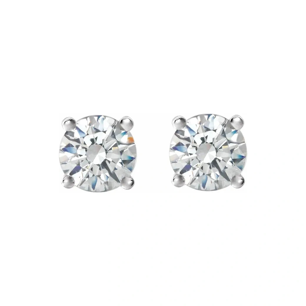 14K White Gold 1 1/4 CTW Round 4-Prong Diamond Stud Earrings