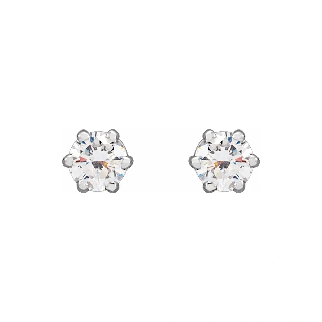 14K White Gold 1 1/4 CTW Round 6-Prong Diamond Stud Earrings