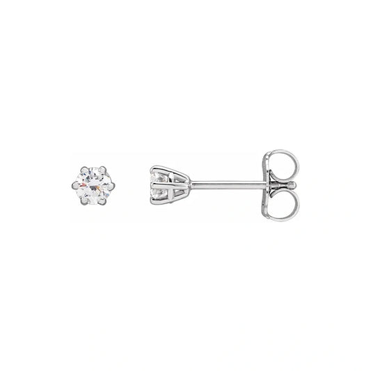 14K White Gold 1 1/4 CTW Round 6-Prong Diamond Stud Earrings