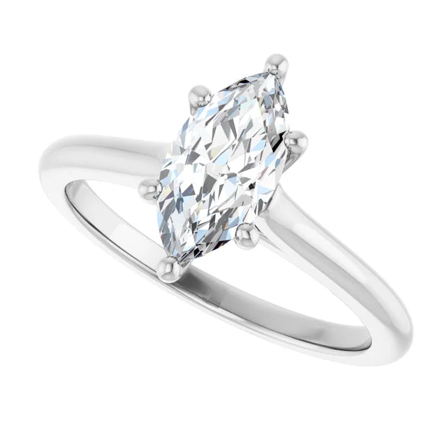 14K White Gold 1.01 CTW Marquise Solitaire Engagement Ring
