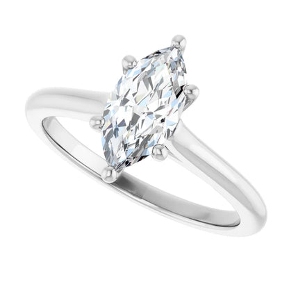 14K White Gold 1.01 CTW Marquise Solitaire Engagement Ring