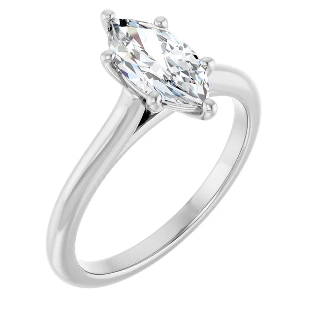 14K White Gold 1.01 CTW Marquise Solitaire Engagement Ring