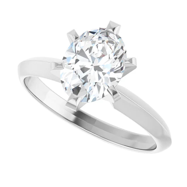14K White Gold 1.01 CTW Oval Solitaire Diamond Engagement Ring