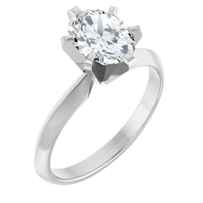 14K White Gold 1.01 CTW Oval Solitaire Diamond Engagement Ring