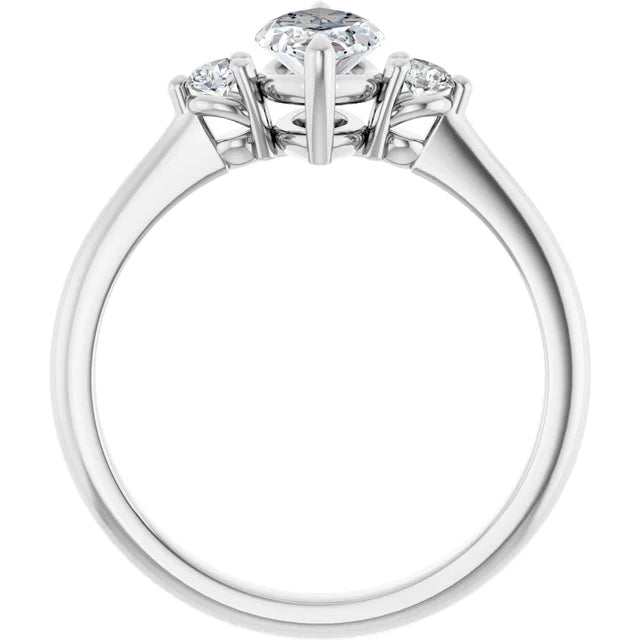 14K White Gold 1.13 CTW Marquise Solitaire with Diamond Side Stone Engagement Ring