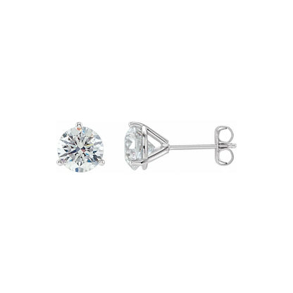 14K White Gold 1 CTW Round 3-Prong Diamond Stud Earrings