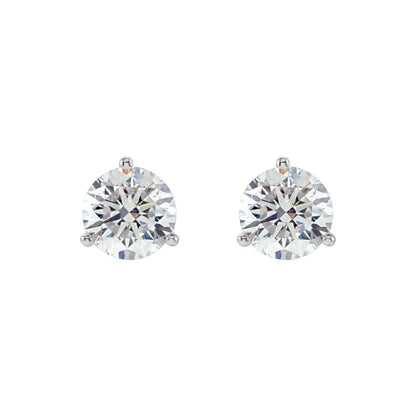 14K White Gold 1 CTW Round 3-Prong Diamond Stud Earrings