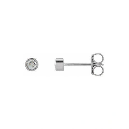 14K White Gold 1 CTW Round Micro Bezel-Set Diamond Stud Earrings