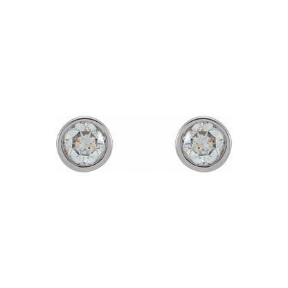 14K White Gold 1 CTW Round Micro Bezel-Set Diamond Stud Earrings