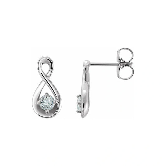 14K White Gold 1/10 CT Diamond Infinity Drop Earrings