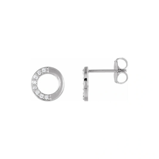 14K White Gold 1/20 CTW Diamond Open Circle Drop Earrings