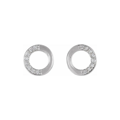 14K White Gold 1/20 CTW Diamond Open Circle Drop Earrings