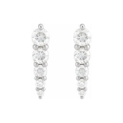 14K White Gold 1/20 CTW Graduated Three-Stone Diamond Drop Earrings