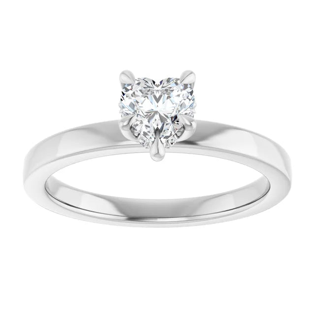 14K White Gold 1/2 CTW Heart Halo Diamond Engagement Ring