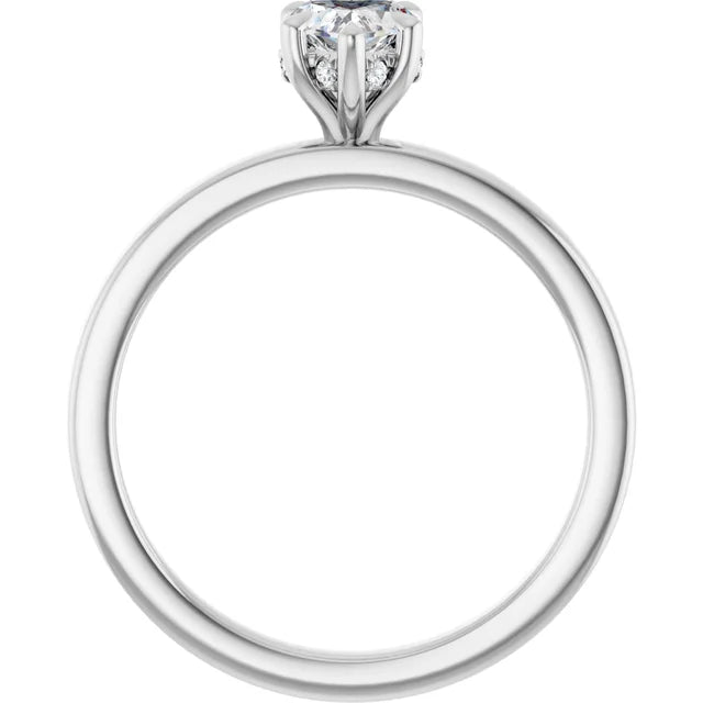 14K White Gold 1/2 CTW Heart Halo Diamond Engagement Ring