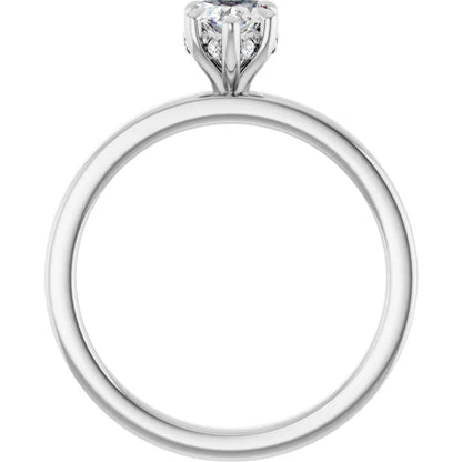 14K White Gold 1/2 CTW Heart Halo Diamond Engagement Ring