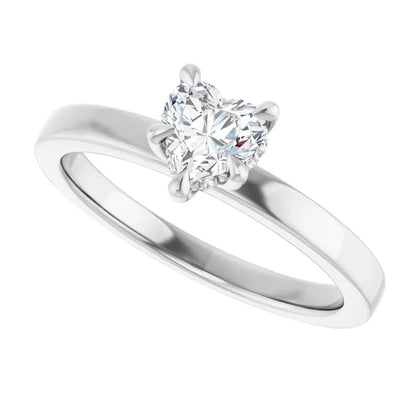 14K White Gold 1/2 CTW Heart Halo Diamond Engagement Ring