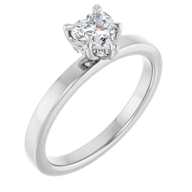 14K White Gold 1/2 CTW Heart Halo Diamond Engagement Ring