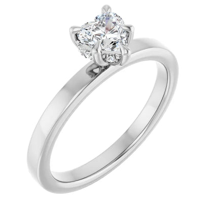 14K White Gold 1/2 CTW Heart Halo Diamond Engagement Ring