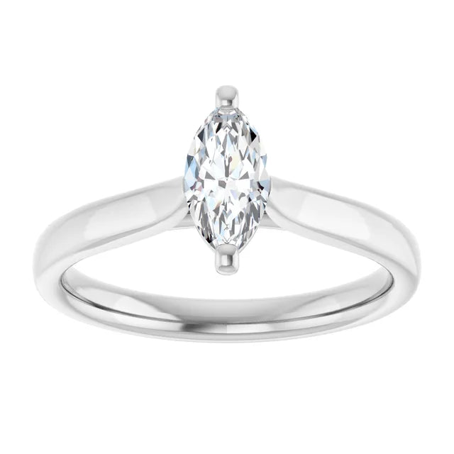 14K White Gold 0.50 CTW Marquise Solitaire Diamond Engagement Ring