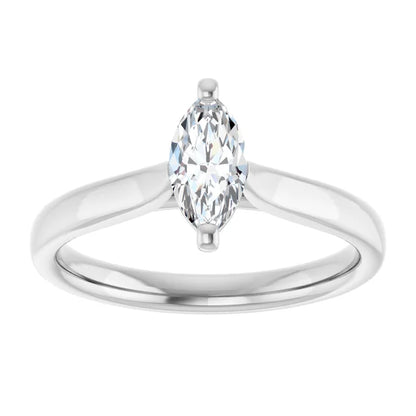 14K White Gold 0.50 CTW Marquise Solitaire Diamond Engagement Ring