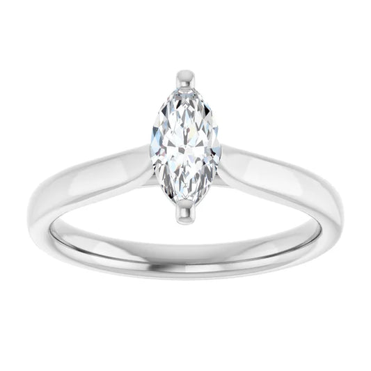 14K White Gold 0.50 CTW Marquise Solitaire Diamond Engagement Ring