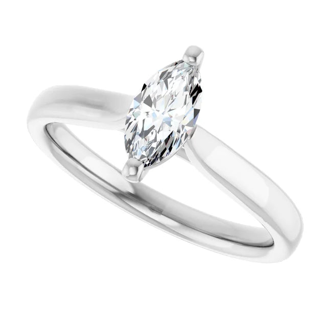 14K White Gold 0.50 CTW Marquise Solitaire Diamond Engagement Ring