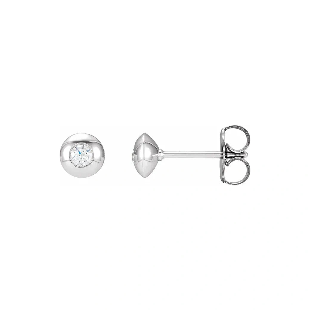 14K White Gold 1/2 CTW Round Bezel Diamond Stud Earrings