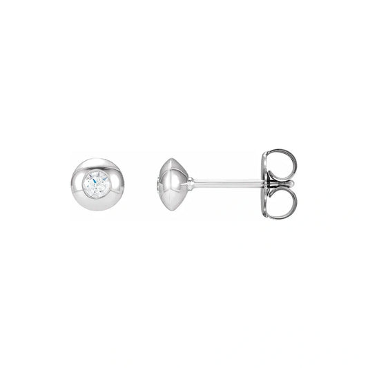 14K White Gold 1/2 CTW Round Bezel Diamond Stud Earrings