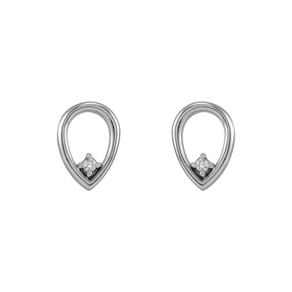 14K White Gold 1/50 CTW Diamond Open Teardrop Drop Earring