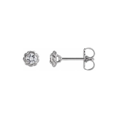 14K White Gold 1/5 CTW Round Love Knot Diamond Stud Earrings