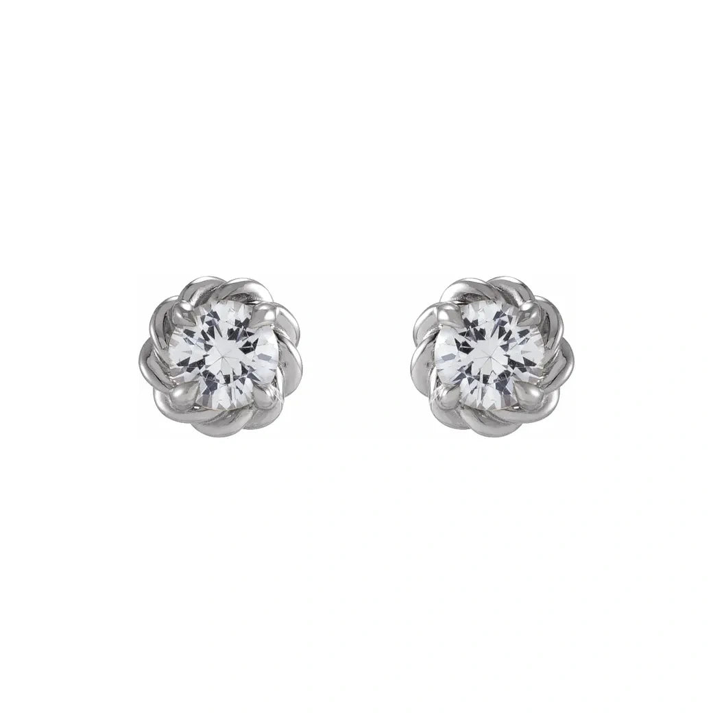 14K White Gold 1/5 CTW Round Love Knot Diamond Stud Earrings