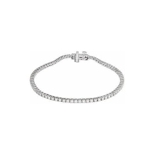 14K White Gold 2.00 CTW Round Prong-Set Diamond Line Bracelet