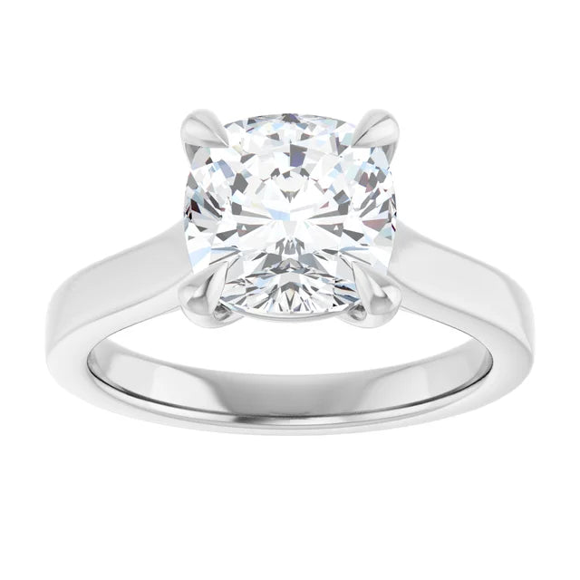 14K White Gold 2.01 CTW Cushion Cut Cathedral Diamond Engagement Ring