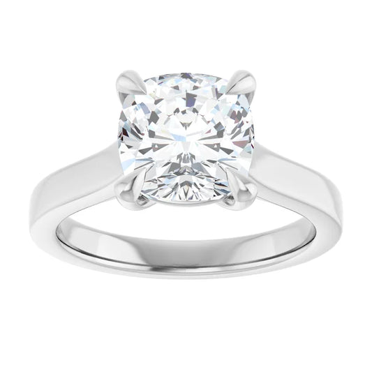 14K White Gold 2.01 CTW Cushion Cut Cathedral Diamond Engagement Ring