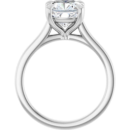 14K White Gold 2.01 CTW Cushion Cut Cathedral Diamond Engagement Ring
